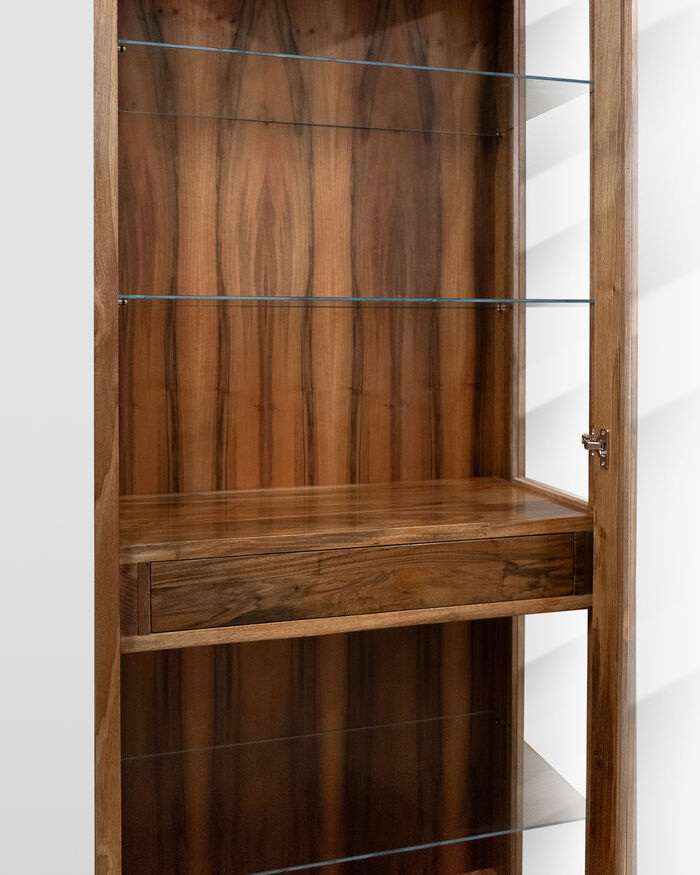 Minimalist Walnut Wood Display Cabinet